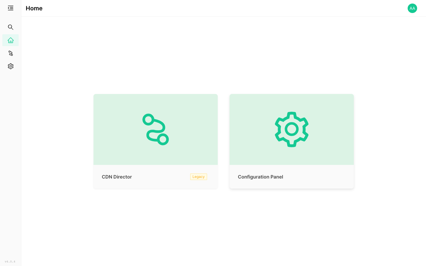 The CDN Manager GUI home page